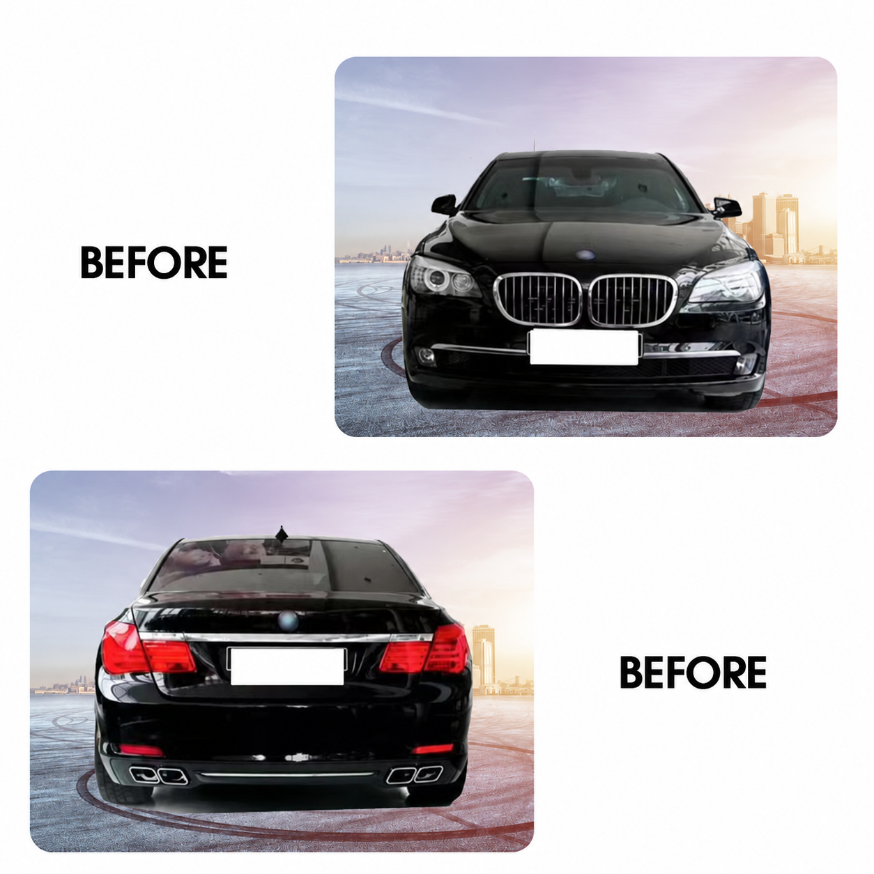 Đầu và đuôi BMW 7 Series F02 nguyên bản trong ảnh tham khảo